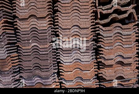 excess roof tiles stacked as a reserve Stock Photo