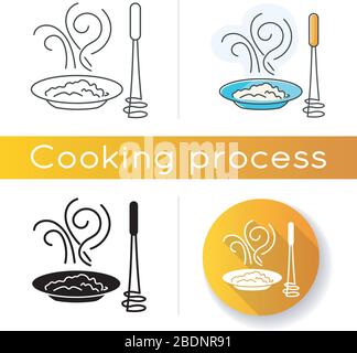 Puree icon. Linear black and RGB color styles. Creamy vegetable paste, culinary method. Food cooking process. Delicious potato mash, applesauce Stock Vector