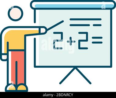Tutor blue RGB color icon. Freelancer, remote teacher. Online lessons and lectures. Home schooling, distant learning, training and education Stock Vector