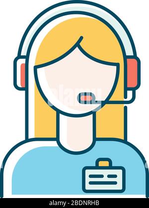 Admin support blue RGB color icon. Virtual assistant, online consultant, manager. Managing and assistance, client schedule planning, administration Stock Vector