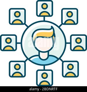 SEO specialist, freelance manager blue RGB color icon. Key management, content marketing and website analytics. Business analysis, link building and Stock Vector