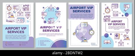 Airport VIP services brochure template. Luxurious, first class travel lyer, booklet, leaflet print, cover design with linear icons. Vector layouts for Stock Vector