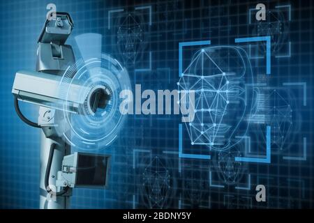 Surveillance camera with face recognition system Stock Photo