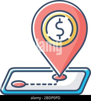 Tariffs red RGB color icon. Import and export tax, foreign trading regulation. Trade barrier and international commerce restriction. Isolated vector Stock Vector