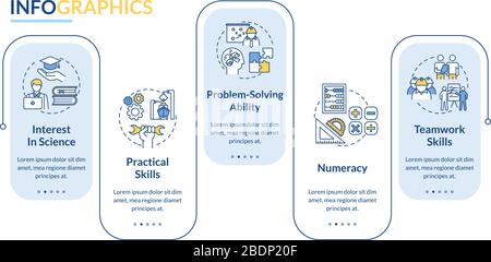 Marine engineer requirement vector infographic template. Offshore job presentation design elements. Data visualization with 5 steps. Process timeline Stock Vector