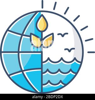 Natural resources blue RGB color icon. Ecology, saving planet, environment conservation. Eco friendly industry, ecosystem care, renewable resourses Stock Vector