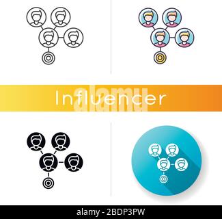 Mass effect icon. Social media connection. Network spread between people. Share data on cloud. Target marketing. Global connection. Linear black and Stock Vector