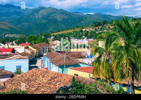 View over the city Trinidad on Cuba Stock Photo