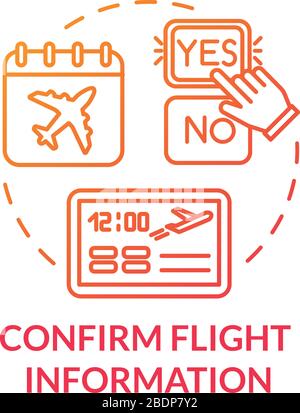 Confirm flight information concept icon. Airlines Internet services idea thin line illustration. Airplane travel status confirmation. Vector isolated Stock Vector