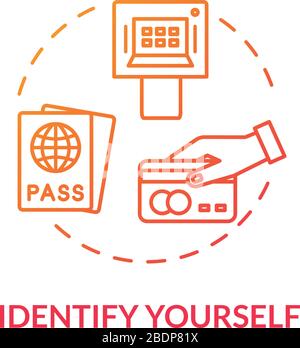 Identify yourself concept icon. Passport control and boarding idea thin line illustration. Passengers ID documents security check. Vector isolated Stock Vector