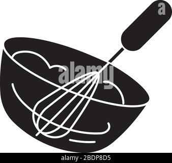 Whipping black glyph icon. Whipped cream preparation process, delicious dairy product. Sweet creamy dessert cooking silhouette symbol on white space Stock Vector