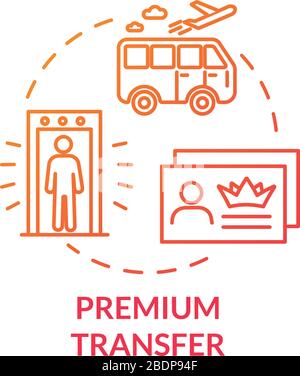 Premium transfer concept icon. Airline passenger luxury transport idea thin line illustration. Airport shuttle bus, VIP service benefit. Vector Stock Vector