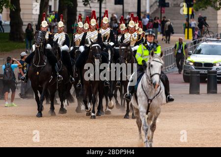 The daily Changing of the Guard at the House Guards Palace, City of Westminister, Greater London, UK. Stock Photo