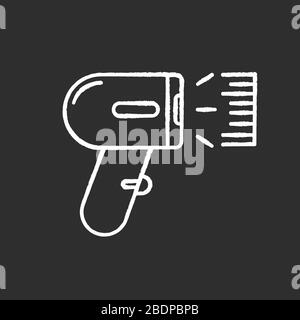 Barcode scanner chalk white icon on black background. Asset tracking optical software, data reader. Bar code scanning device, supermarket equipment Stock Vector