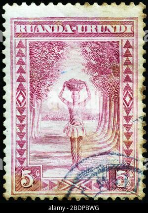 Ancient postage stamp of Ruand Urundi Stock Photo