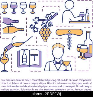 Wine tasting concept icon with text. Winemaking process. Restaurant beverage menu. Sommelier with glass. PPT page vector template. Brochure, magazine Stock Vector