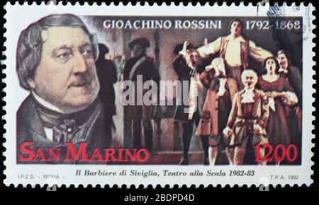 Italian composer Gioacchino Rossini on postage stamp Stock Photo