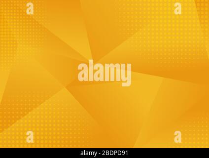 Abstract yellow low polygon geometric consisting of triangles of different sizes and colors background with halftone. Vector illustration Stock Vector