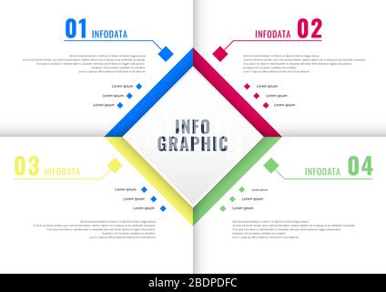 Infographic square frame four elements on white background with space for your text. Vector illustration Stock Vector