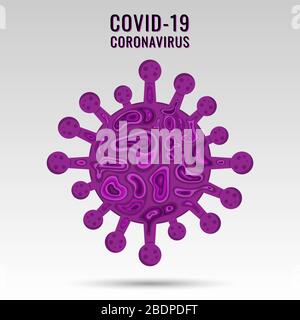 Coronavirus COVID-19 virus symbol and icon. China pathogen respiratory influenza covid virus cells. vector illustration Stock Vector