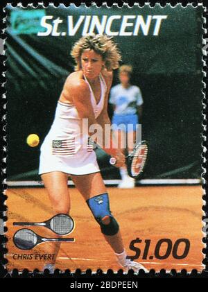 Tennis champion Steffi Graf on postage stamp Stock Photo