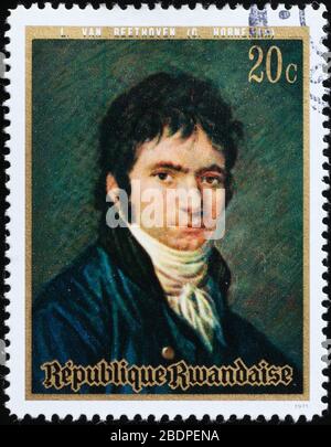 Young Ludwig van Beethoven on postage stamp Stock Photo