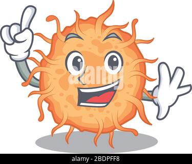 Bacteria endospore mascot character design with one finger gesture Stock Vector