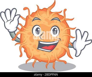 A dazzling bacteria endospore mascot design concept with happy face Stock Vector