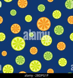 Simple seamless pattern with citrus fruits: oranges, limes and lemons Stock Vector
