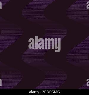 Elegant and simple modern minimalist seamless pattern with dark purple linear waves Stock Vector