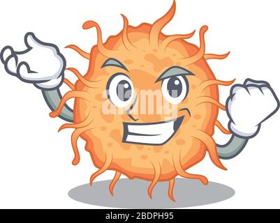 A dazzling bacteria endospore mascot design concept with happy face Stock Vector
