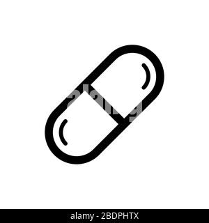 Pill icon in trendy flat style isolated on background. Pill icon page symbol for your web site design Pill icon logo, app, UI. Pill icon Vector illust Stock Vector