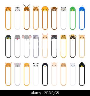 Sticky Notes Set, Self-Stick Removable, Sticky Page Markers. Cute Cartoon Animal Shaped Notepads, Bookmark DIY, Sticker, Memo Pad Stock Vector