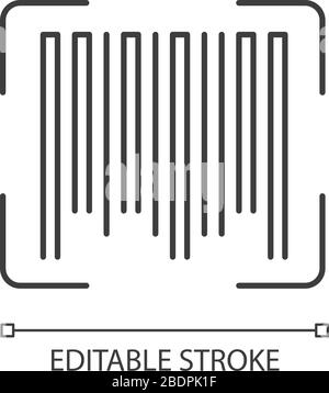 Barcode pixel perfect linear icon. Universal product code, quality control item. Thin line customizable illustration. Contour symbol. Vector isolated Stock Vector