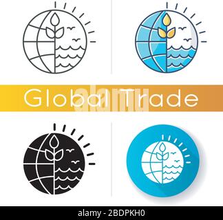 Natural resources icon. Ecology, saving planet, environment conservation. Eco friendly industry, earth ecosystem care. Linear black and RGB color Stock Vector