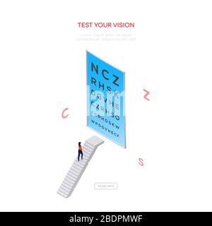 Test your vision - isometric vector web banner Stock Vector