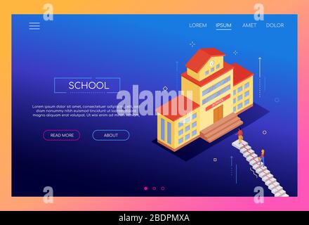 School concept - modern isometric vector web banner Stock Vector