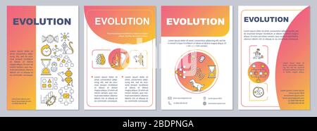 Evolutionary process brochure template. Natural selection, adaptation. Flyer, booklet, leaflet print, cover design with linear icons. Vector layouts Stock Vector