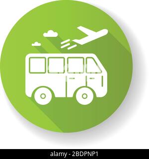 Travel means green flat design long shadow glyph icon. Transportation types for traveling. Public transport station for tourism. Going on vacation Stock Vector