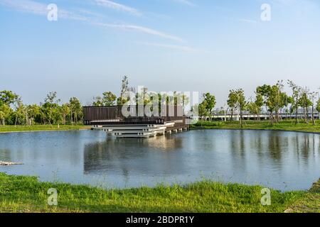 Konan Ai-Qin Bridge, Central Taiwan Science Park. The new landmark in Taichung City, Taiwan Stock Photo