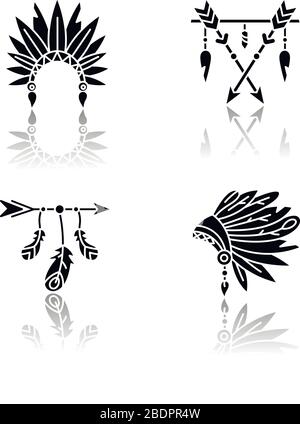 Native American Culture Icons Black & White Flat Design Circle Set Big ...