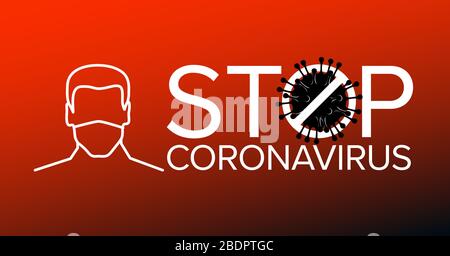 Vector banner header template with coronavirus illustration, icons and place for your information - red version Stock Vector