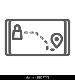 Food Delivery Tracking Status line icon, service and delivery, tracking app sign, vector graphics, a linear pattern on a white background, eps 10. Stock Vector