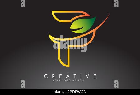Monogram P Letter Logo Design with Green Leaf. Eco and Organic Letter Vector Illustration. Stock Vector
