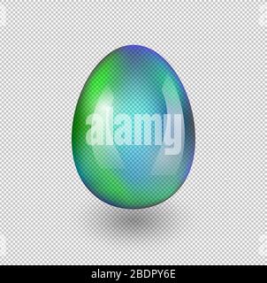 Glass easter multicolored egg with shadow on transparent backgrround. Vector illustration for holiday design Stock Vector