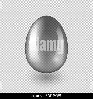 Glass easter egg with shadow on transparent backgrround. Vector illustration for holiday design Stock Vector