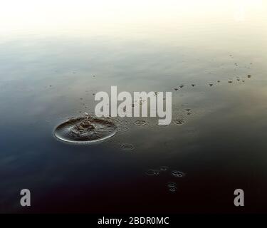 Ripples and splash in water Stock Photo