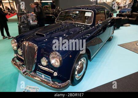 Three-Quarter Front View of a 1954, Lancia Auralia  B20 GT, Series 4, on display at the Classic Motor Hub Stand, of the 2020 London Classic Car Show Stock Photo