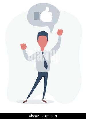 Casual business man happy excited hold hand fist up shouting, young handsome guy full length isolated background. Stock Vector