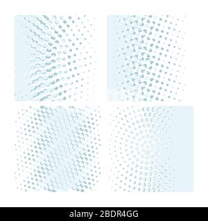 Vector illustration with four different halftone patterns. Halftone dots black and white backgrounds vector. Set of patterns in vintage style Stock Vector